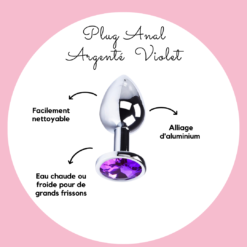 plug anal argenté bijoux violet
